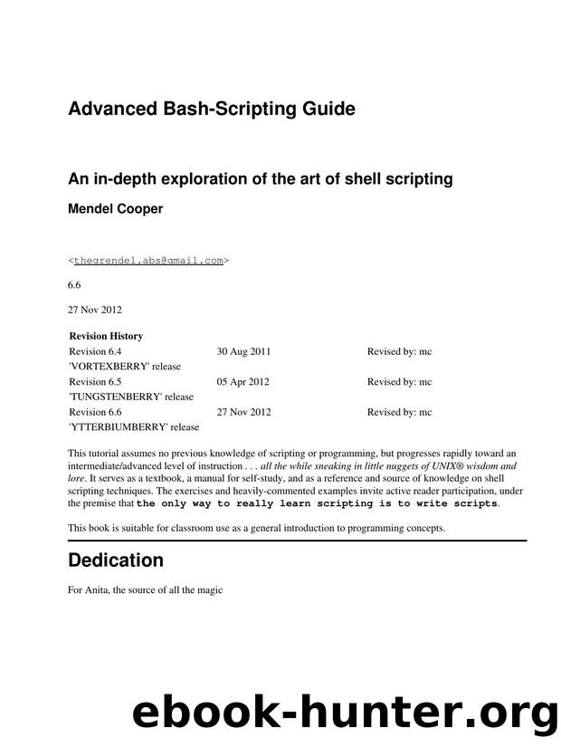 Advanced Bash-Scripting Guide by Advanced Bash-Scripting Guide