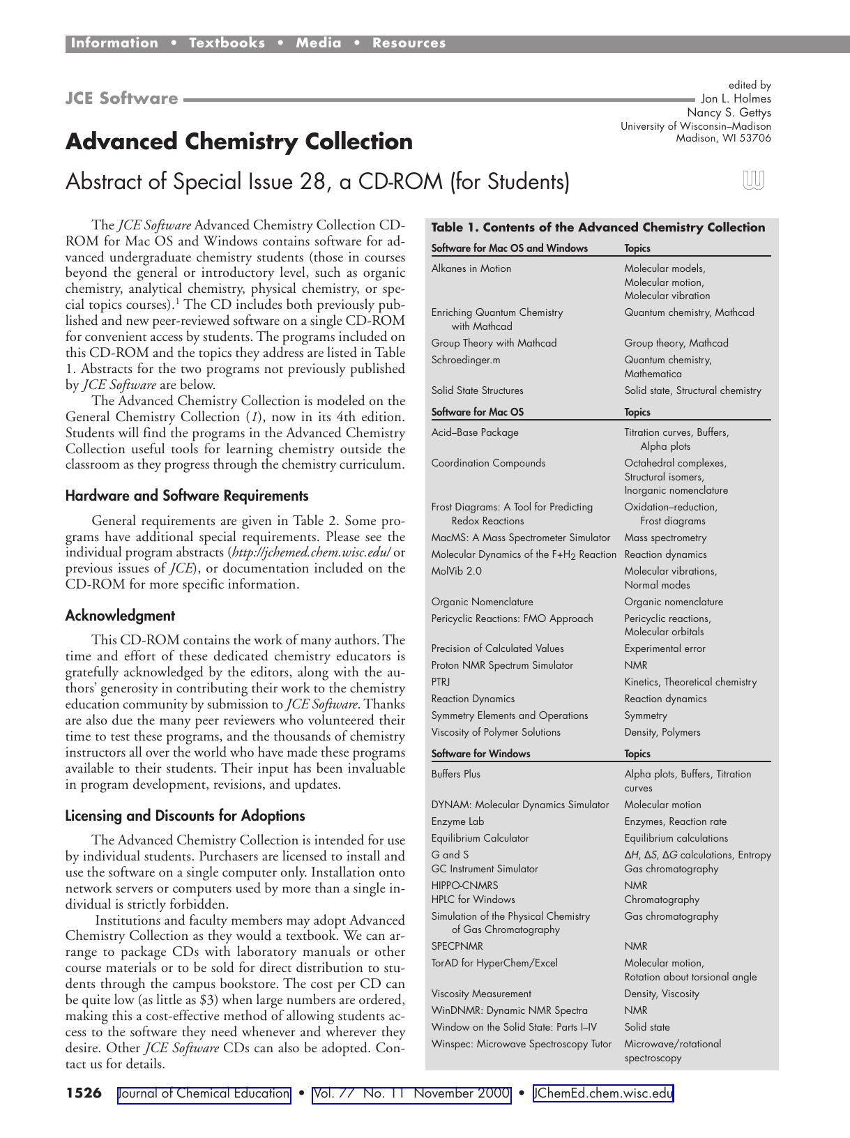 Advanced Chemistry Collection by Unknown