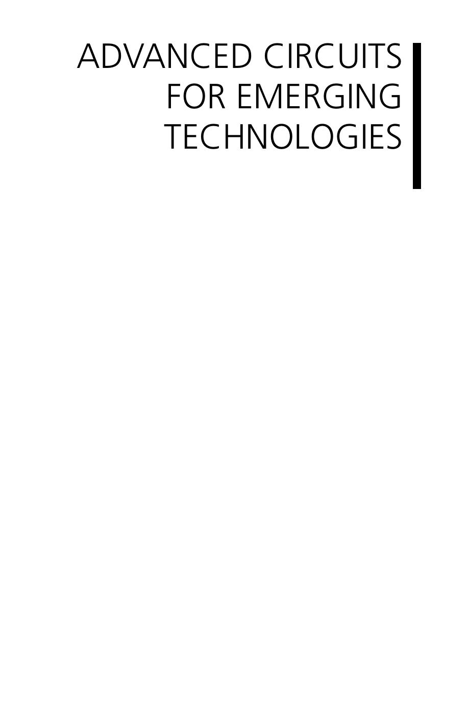 Advanced Circuits For Emerging Technologies by Krzysztof Iniewski