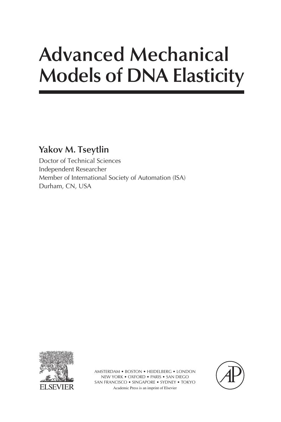 Advanced Mechanical Models of DNA Elasticity by Yakov M Tseytlin