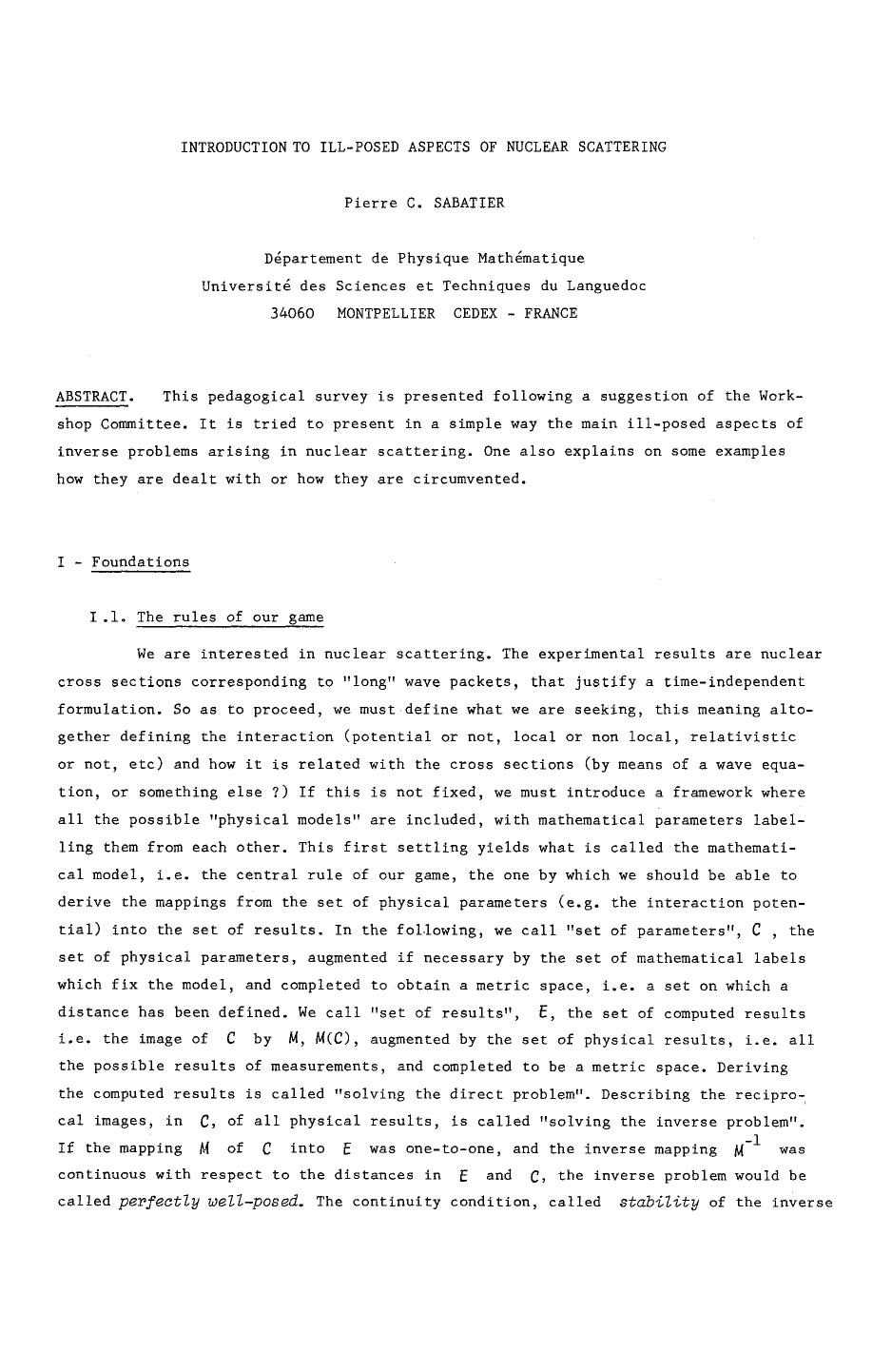 Advanced Methods in the Evaluation of Nuclear Scattering Data: Proceedings of the International Workshop Held at the Hahn-Meitner-Institut fÃ¼r Kernforschung Berlin, June 18â20, 1985 by Pierre C. Sabatier (auth.) Hans Jürgen Krappe Reinhard Lipperheide (eds.)