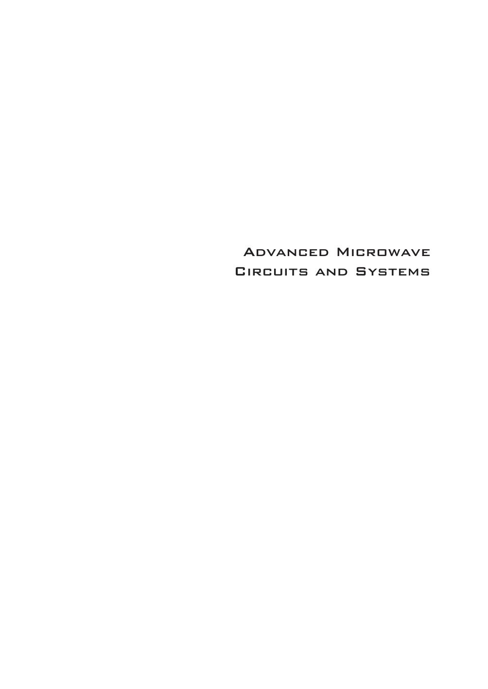 Advanced Microwave Circuits and Systems by V. Zhurbenko