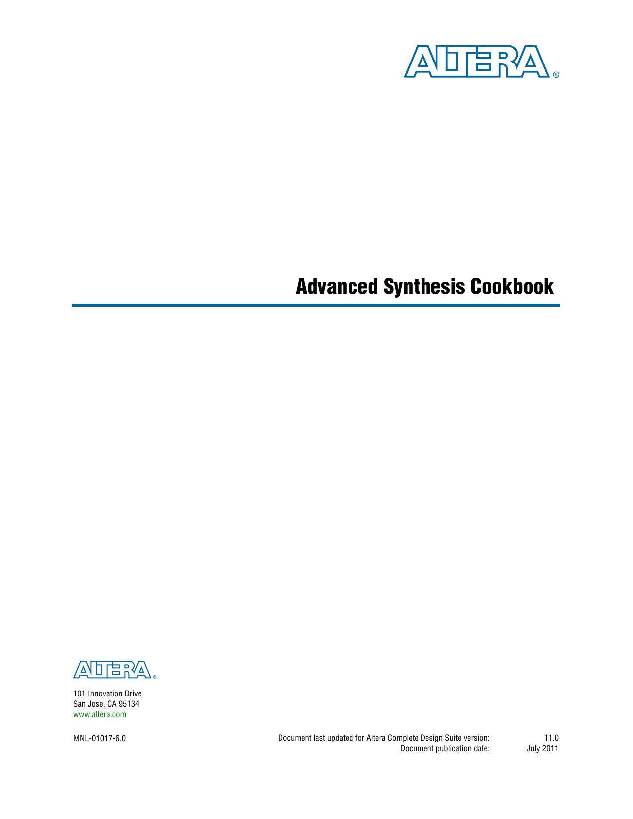 Advanced Synthesis Cookbook by Altera Corporation