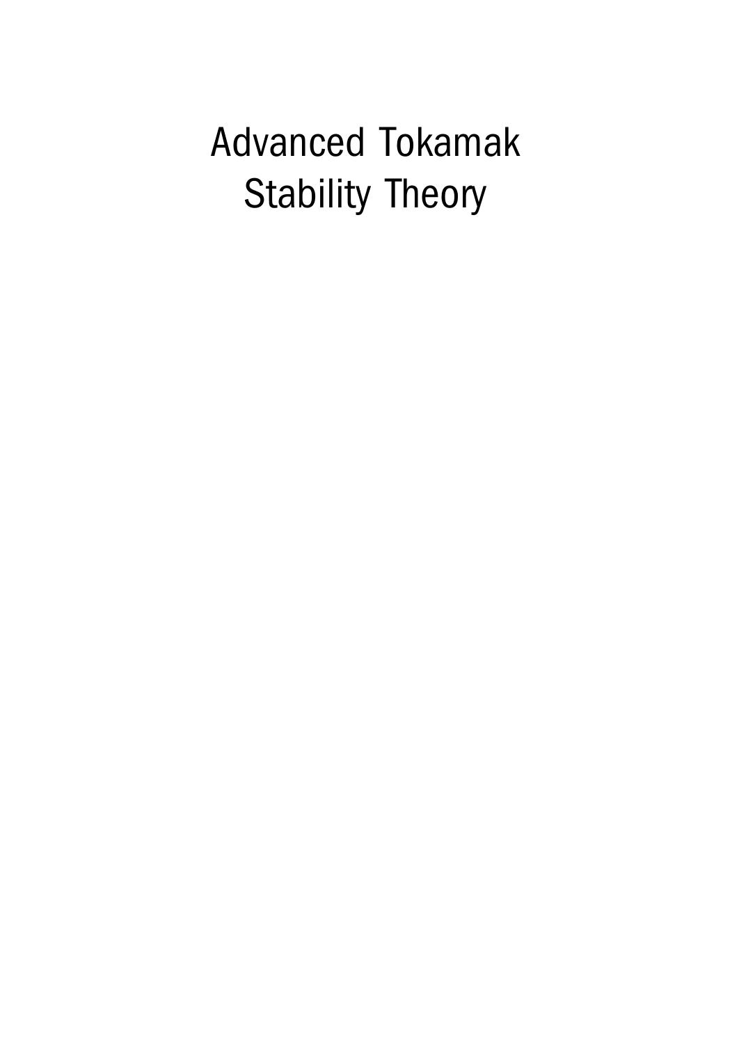 Advanced Tokamak Stability Theory by Linjin Zheng