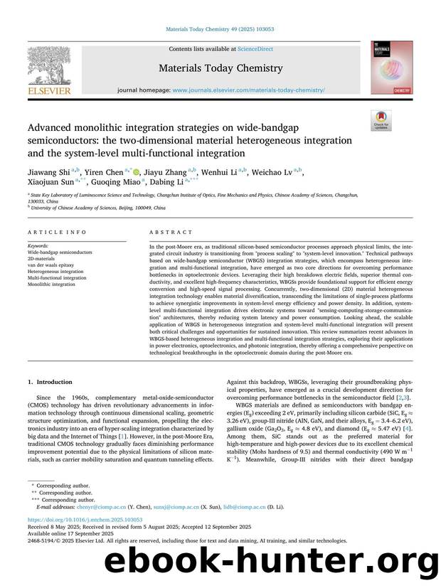 Advanced monolithic integration strategies on wide-bandgap semiconductors: the two-dimensional material heterogeneous integration and the system-level multi-functional integration by unknow