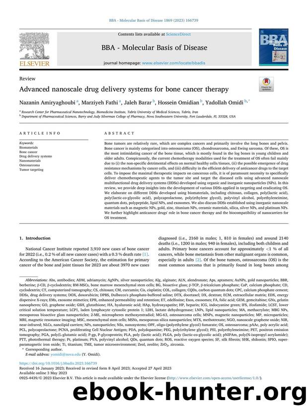 Advanced nanoscale drug delivery systems for bone cancer therapy by Nazanin Amiryaghoubi & Marziyeh Fathi & Jaleh Barar & Hossein Omidian & Yadollah Omidi