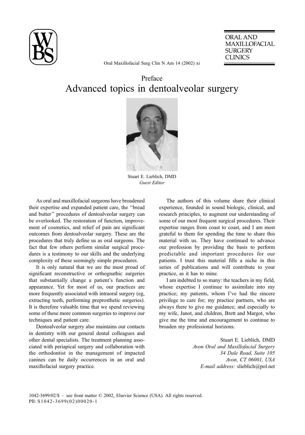 Advanced topics in dentoalveolar surgery by Stuart E. Lieblich