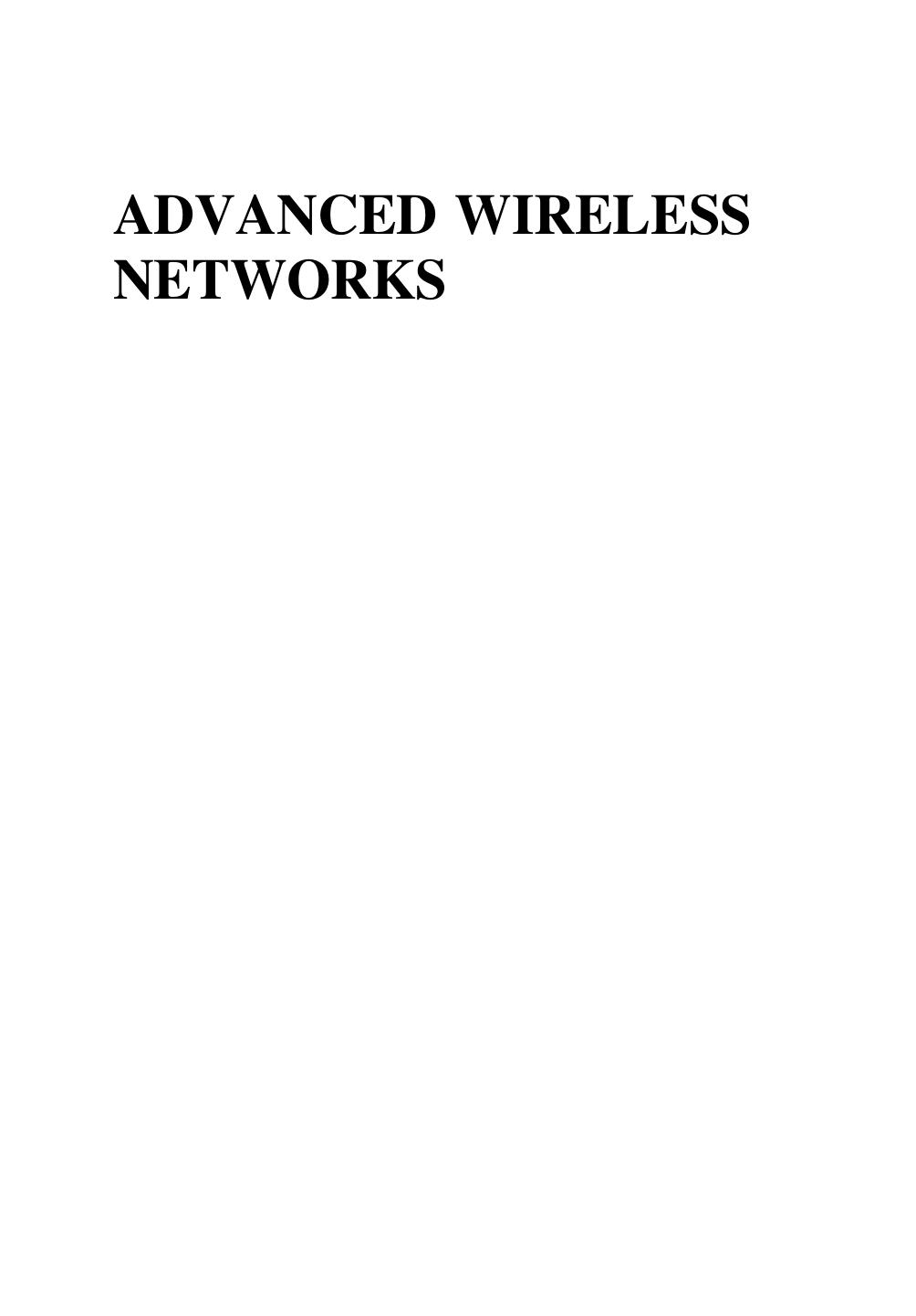 Advanced wireless networks: technology and business models by Glisic Savo G