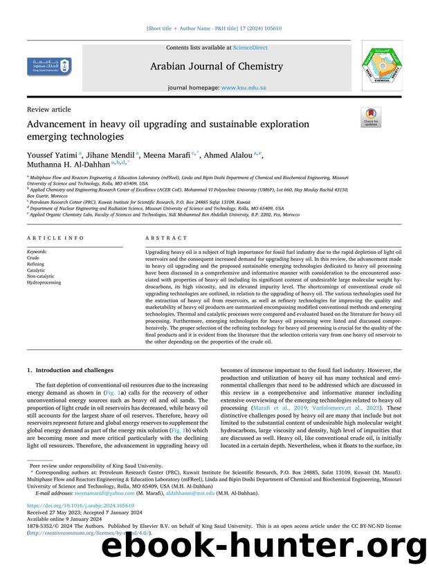Advancement in heavy oil upgrading and sustainable exploration emerging technologies by Youssef Yatimi & Jihane Mendil & Meena Marafi & Ahmed Alalou & Muthanna H. Al-Dahhan