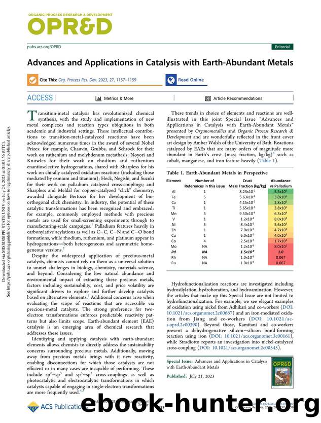 Advances and Applications in Catalysis with Earth-Abundant Metals by Katherine M. P. Wheelhouse Ruth L. Webster & Gregory L. Beutner
