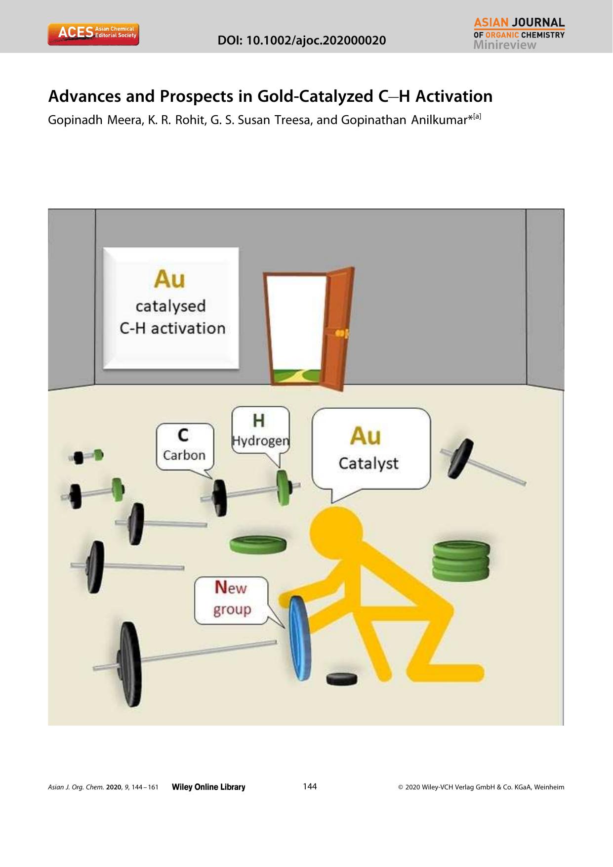 Advances and Prospects in GoldâCatalyzed CâH Activation by Unknown