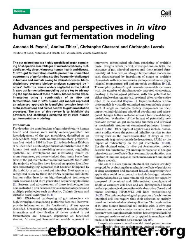 Advances and perspectives in in vitro human gut fermentation modeling by Amanda N. Payne