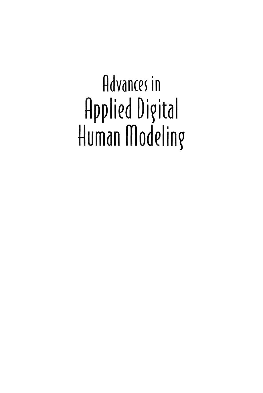 Advances in Applied Digital Human Modeling (2010) by Vincent G. Duffy