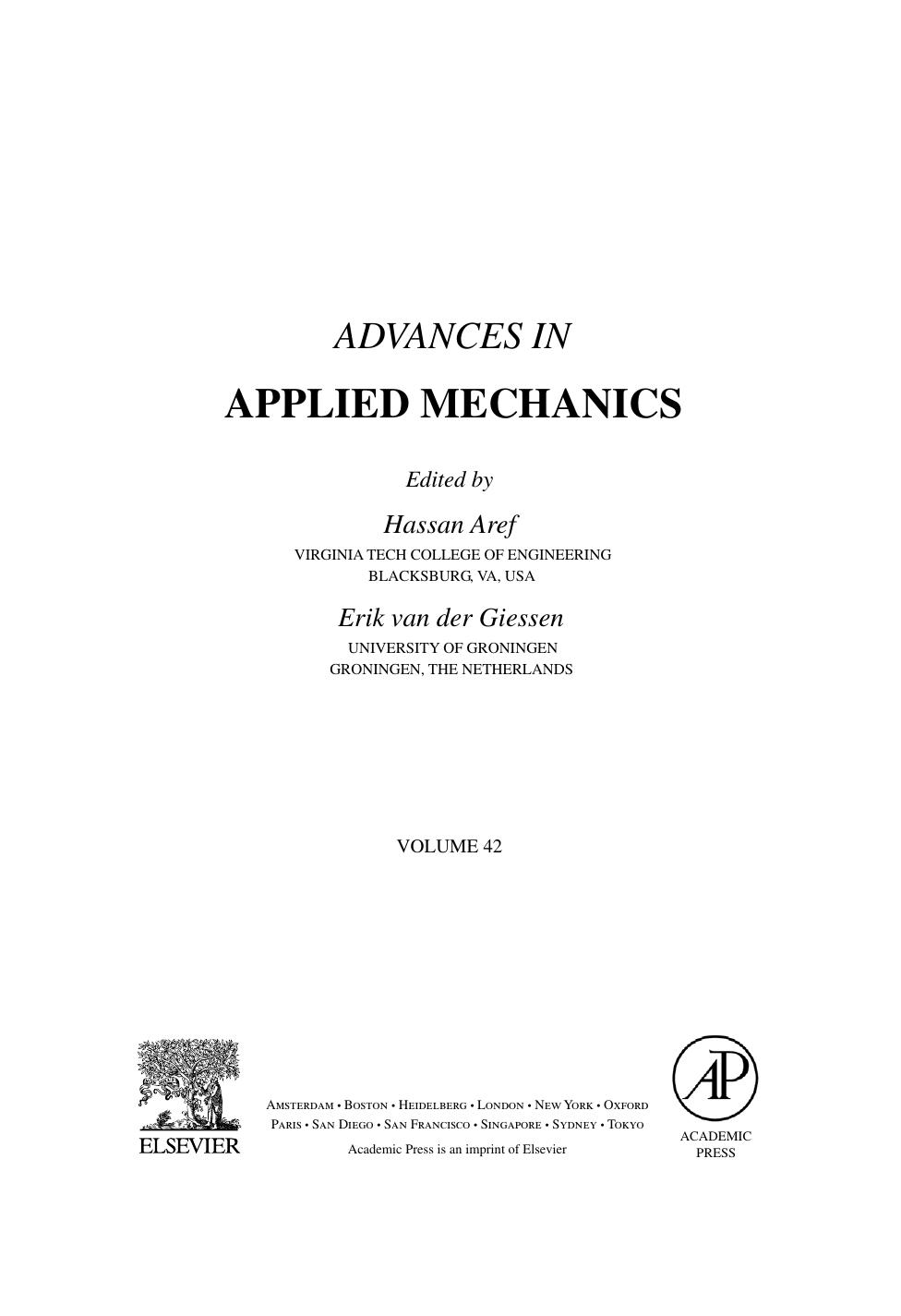 Advances in Applied Mechanics, Vol. 42 by Hassan Aref Erik van der Giessen (Eds.)