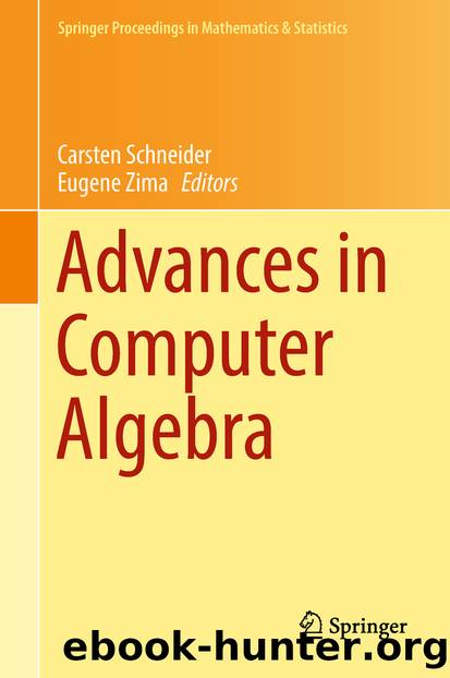 Advances in Computer Algebra by Carsten Schneider & Eugene Zima