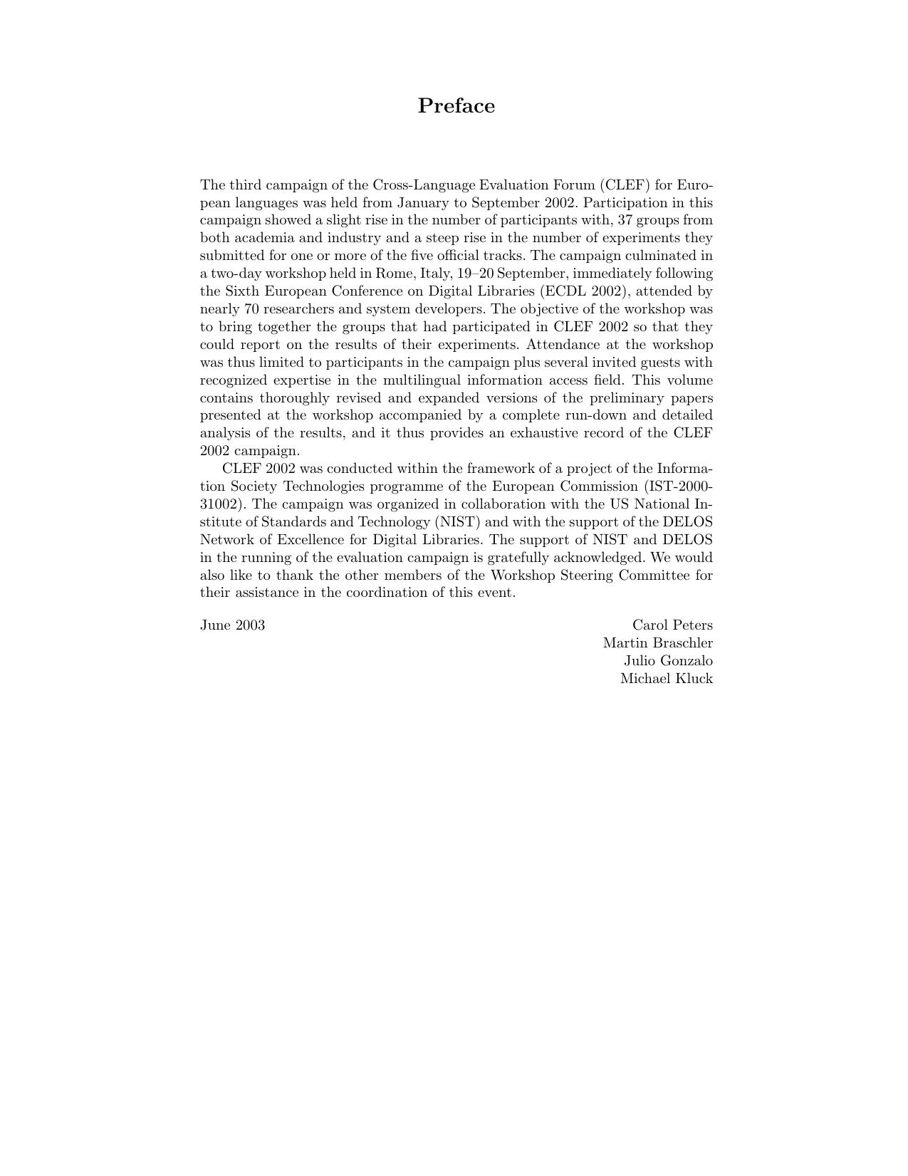 Advances in Cross-Language Information Retrieval: Third Workshop of the Cross-Language Evaluation Forum, CLEF 2002 Rome, Italy, September 19â20, 2002 Revised Papers by Carol Peters (auth.)