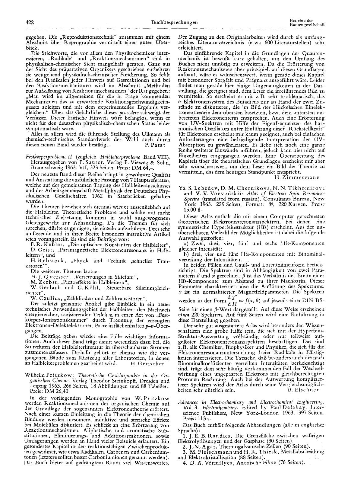 Advances in Electrochemistry and Electrochemical Engineering, Vol. 3. Electrochemistry. Edited by Paul Delahay. Interscience Publishers, New York-London 1963. 397 Seiten. Preis: 113 s. by Unknown