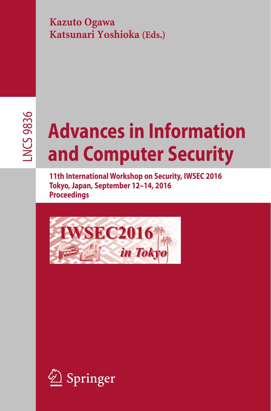 Advances in Information and Computer Security by Unknown