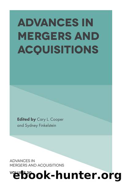 Advances in Mergers and Acquisitions by Cooper Cary L.;Finkelstein Sydney;