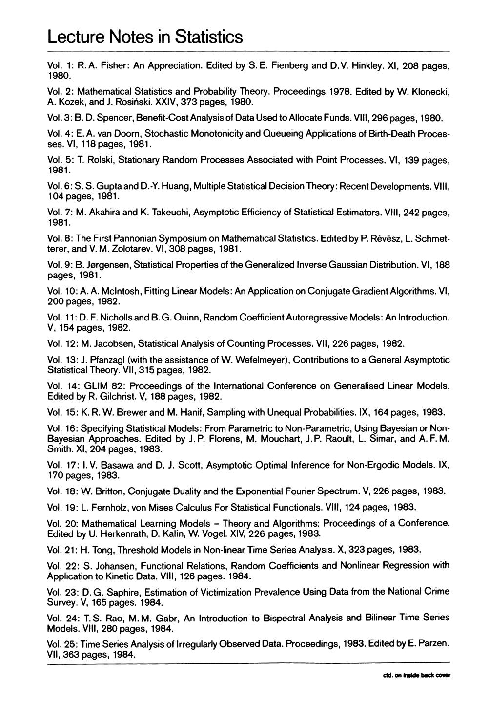 Advances in Order Restricted Statistical Inference: Proceedings of the Symposium on Order Restricted Statistical Inference held in Iowa City, Iowa, September 11â13, 1985 by Richard Dykstra Tim Robertson (auth.) Richard Dykstra Tim Robertson Farroll T. Wright (eds.)