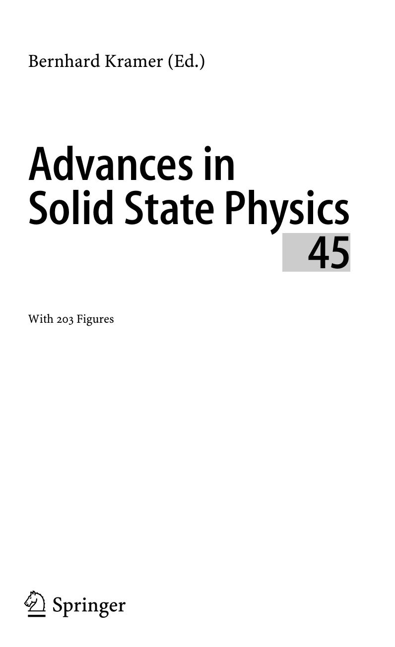 Advances in Solid State Physics by Bernhard Kramer