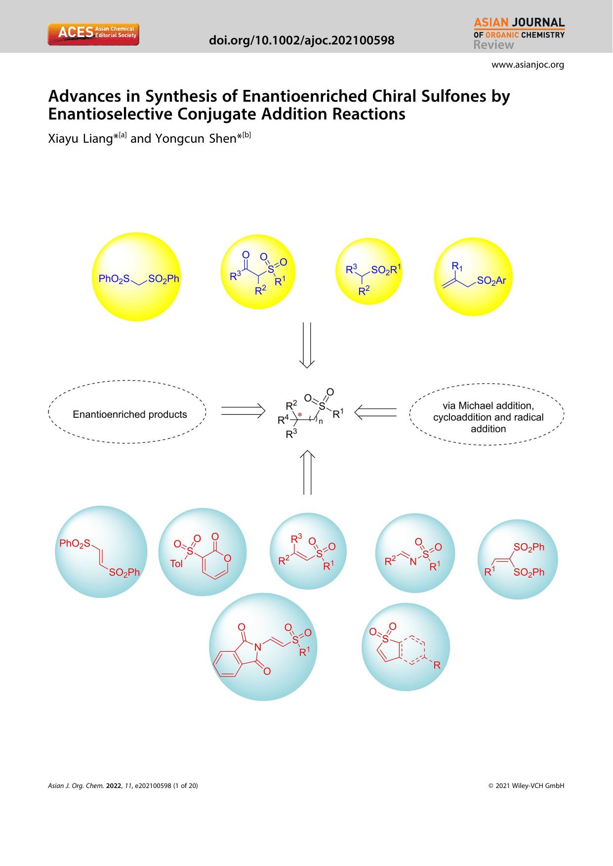 Advances in Synthesis of Enantioenriched Chiral Sulfones by Enantioselective Conjugate Addition Reactions by Unknown