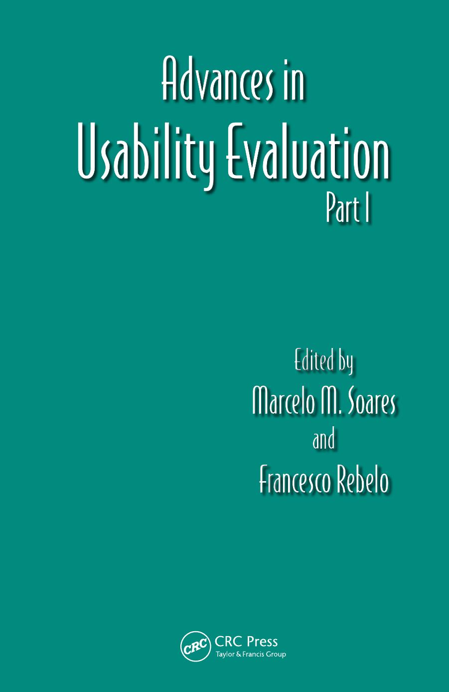 Advances in Usability Evaluation Part I by Soares Marcelo M