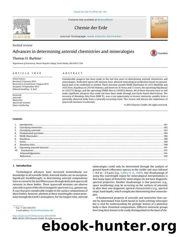 Advances in determining asteroid chemistries and mineralogies by Thomas H. Burbine