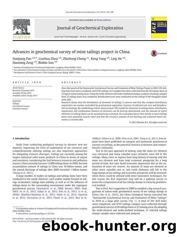 Advances in geochemical survey of mine tailings project in China by Hanjiang Pan & Guohua Zhou & Zhizhong Cheng & Rong Yang & Ling He & Daoming Zeng & Binbin Sun