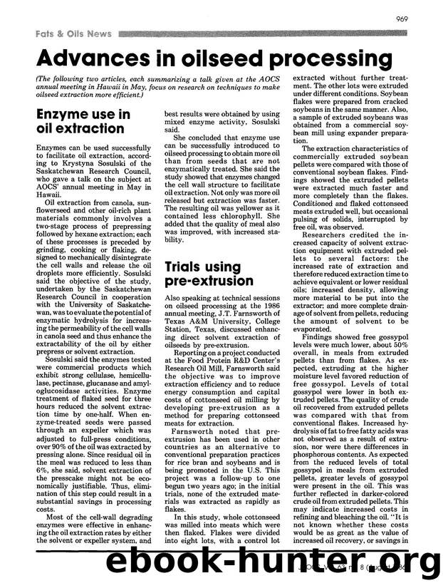 Advances in oilseed processing by Unknown