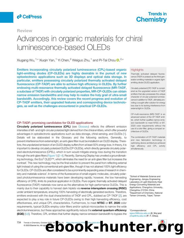 Advances in organic materials for chiral luminescence-based OLEDs by Xiugang Wu & Xiuqin Yan & Yi Chen & Weiguo Zhu & Pi-Tai Chou