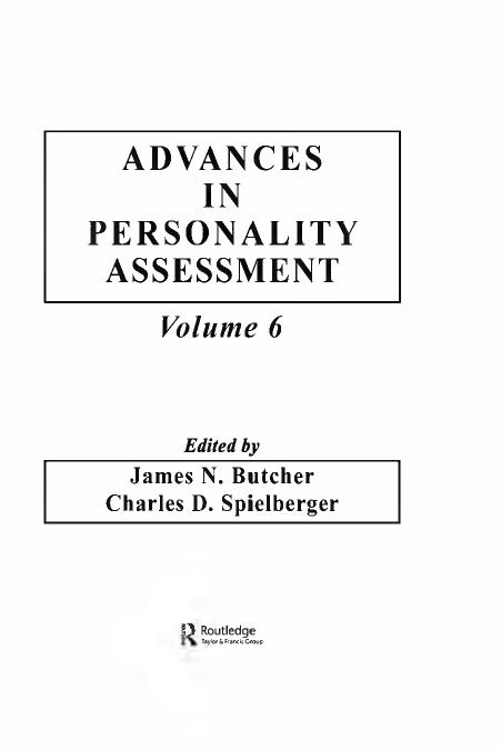 Advances in personality assessment by Butcher James Neal; Spielberger Charles Donald