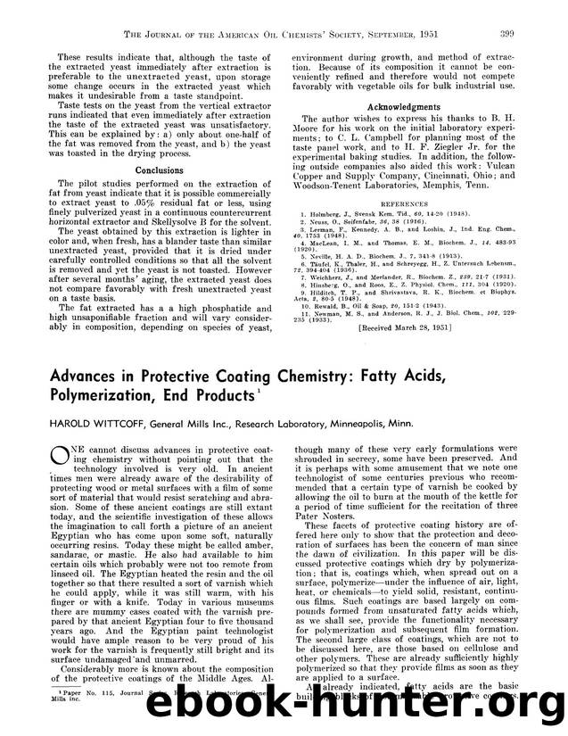 Advances in protective coating chemistry: Fatty acids, polymerization, end products by Unknown
