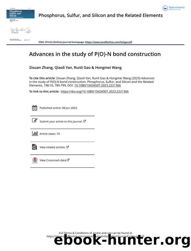 Advances in the study of P(O)-N bond construction by Zhang Zixuan & Yan Qiaoli & Gao Runli & Wang Hongmei