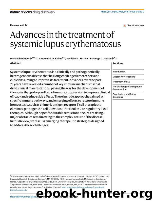 Advances in the treatment of systemic lupus erythematosus by Marc Scherlinger & Antonios G. A. Kolios & Vasileios C. Kyttaris & George C. Tsokos