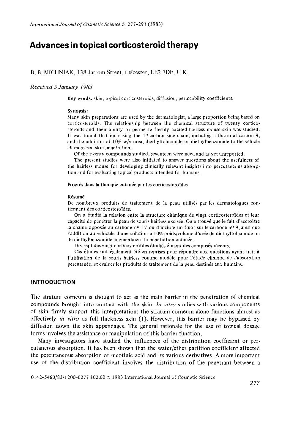 Advances in topical corticosteroid therapy by Unknown