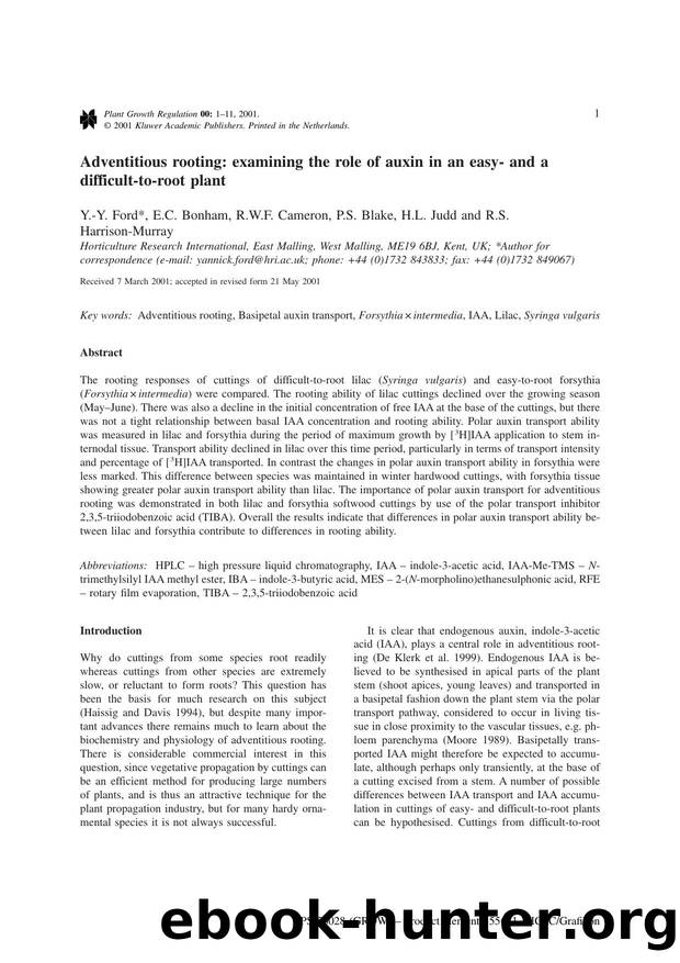 Adventitious rooting: examining the role of auxin in an easy- and a difficult-to-root plant by Unknown