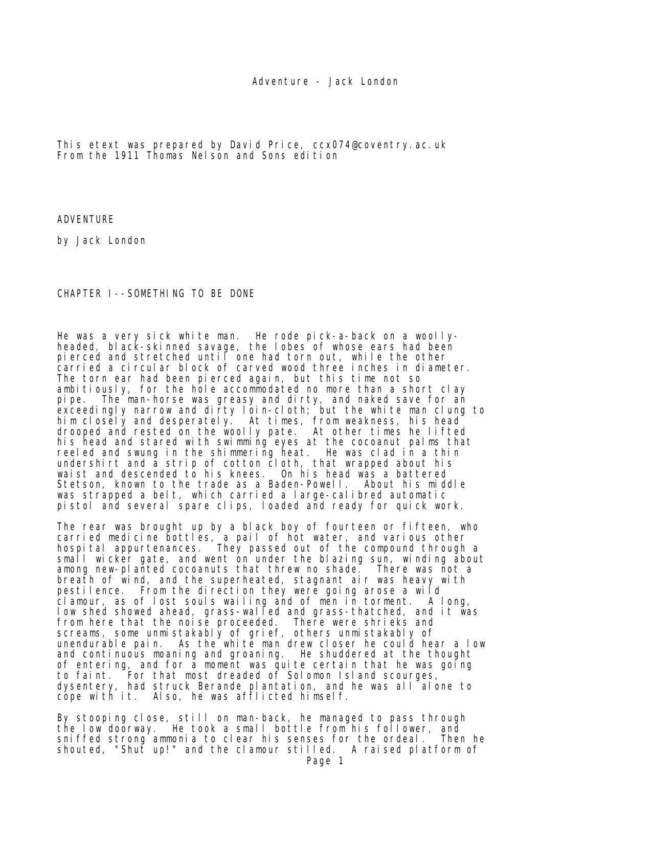 Adventure - Jack London - Notepad by Dr. Jay Sherbondy