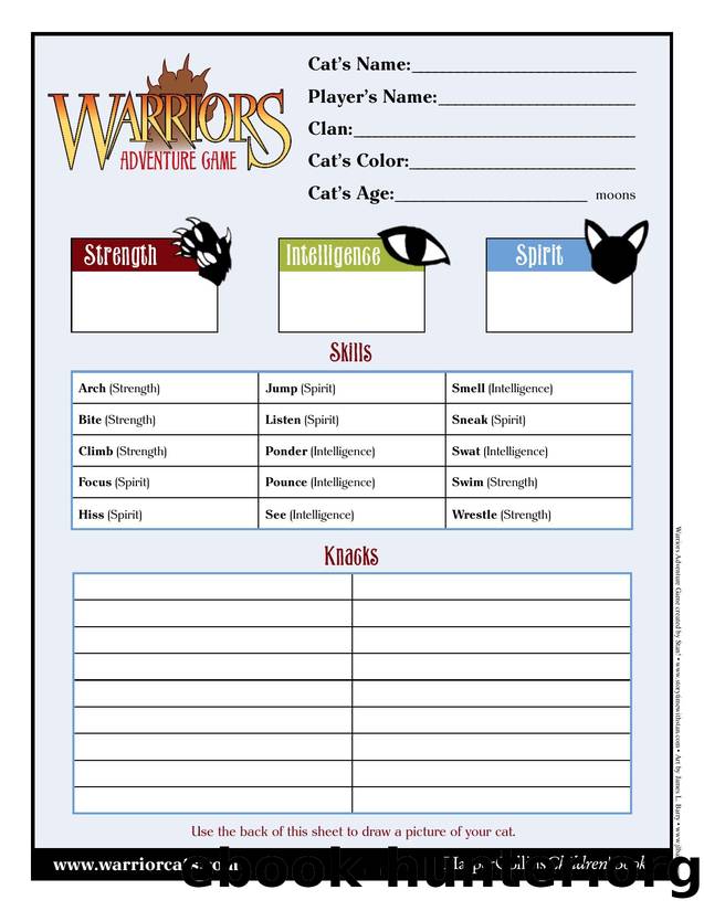 Adventure Game Character Sheet by Unknown
