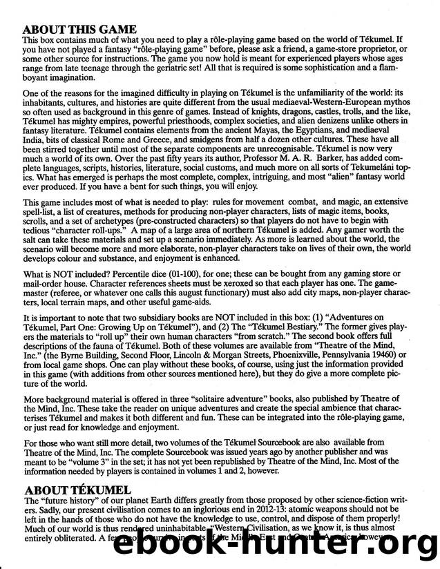 Adventures on TÃÂ©kumel; GardÃÂ¡siyal Deeds of Glory Introduction (TOME Inc EPT) by Unknown