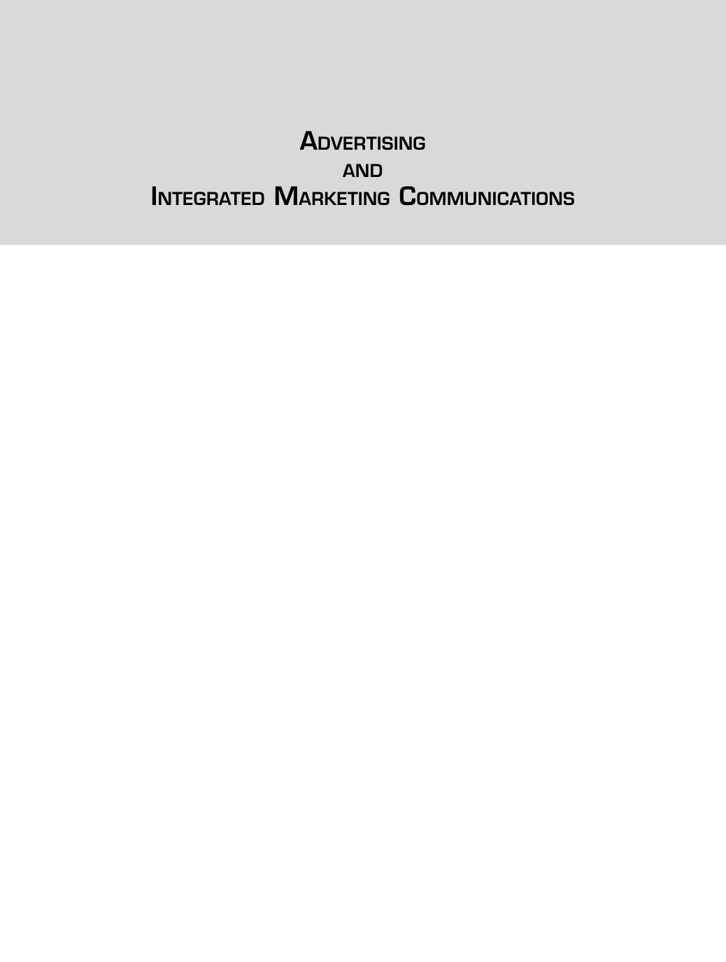 Advertising and Integrated Marketing Communications by Unknow