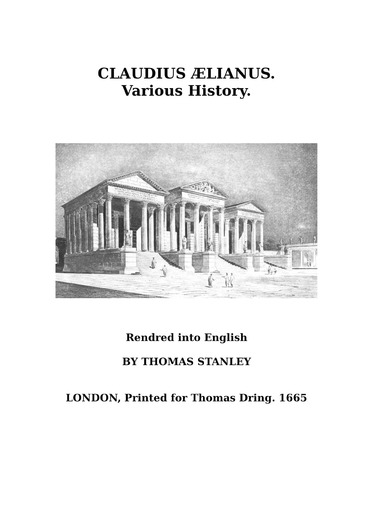 Aelian - Various History by Aelian