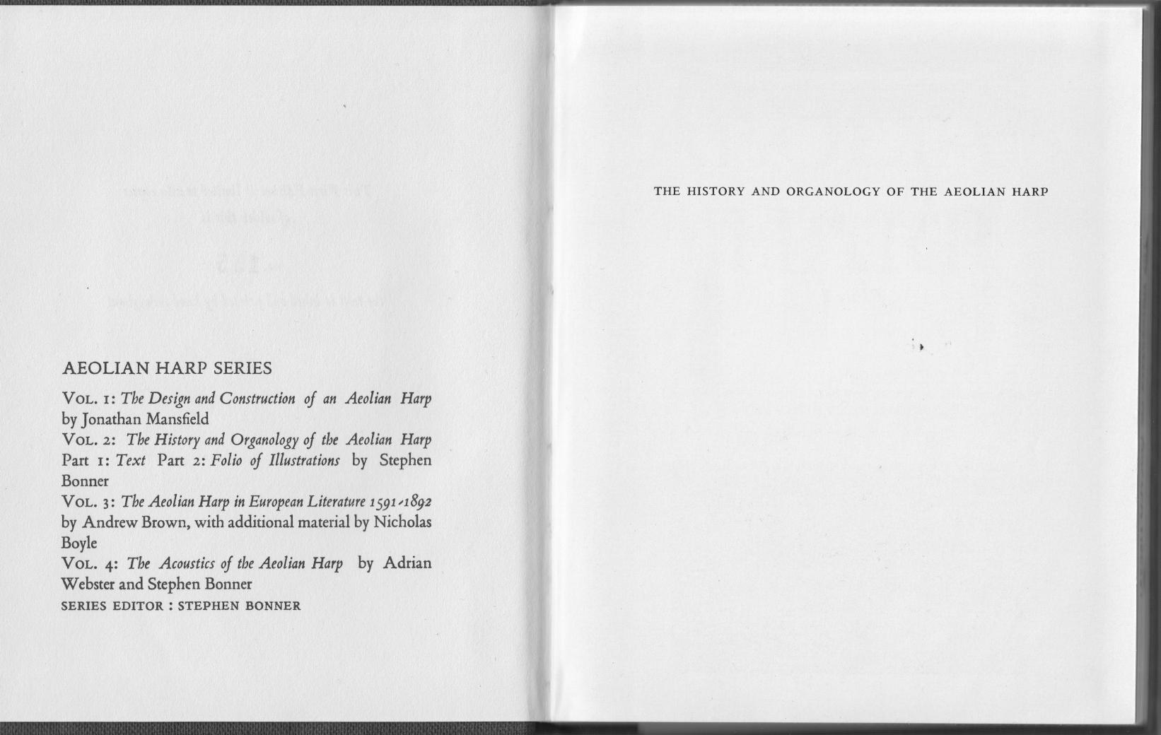 Aeolian Harp Volume 2 - Part 1 (text) - The History and Organology of the Aeolian Harp by Edited by Stephen Bonner
