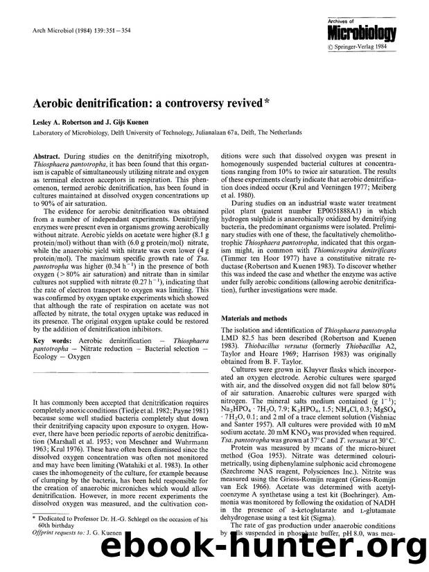 Aerobic denitrification: a controversy revived by Unknown