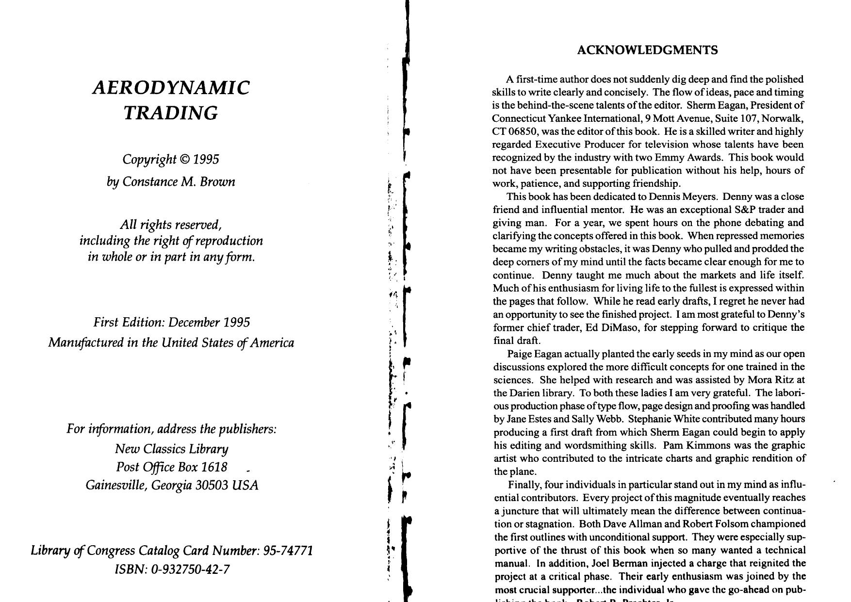 Aerodynamic Trading by Constance M. Brown