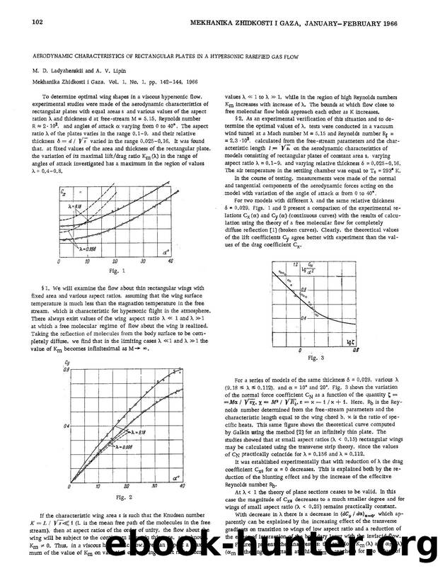 Aerodynamic characteristics of rectangular plates in a hypersonic rarefied gas flow by Unknown