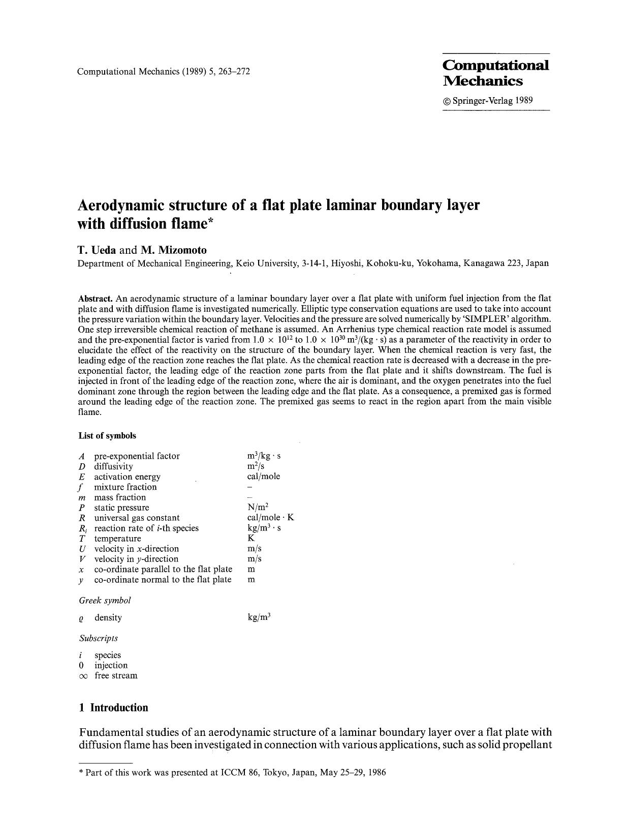 Aerodynamic structure of a flat plate laminar boundary layer with diffusion flame by Unknown