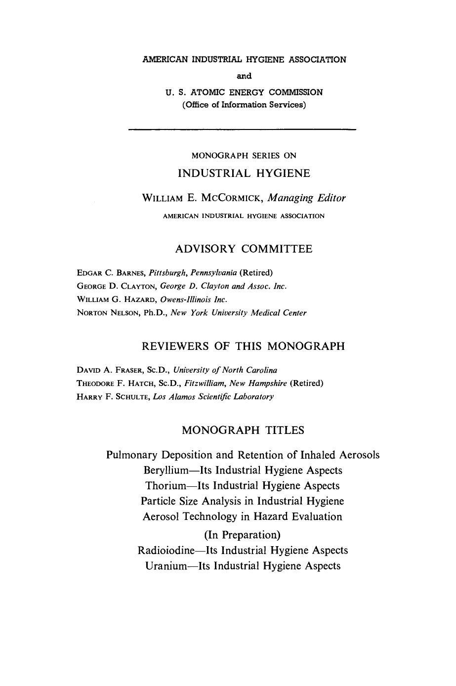 Aerosol Technology in Hazard Evaluation by Thomas Mercer (Auth.)