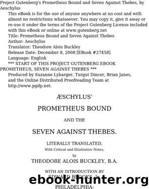 Aeschylus' Prometheus Bound and the Seven Against Thebes by Aeschylus