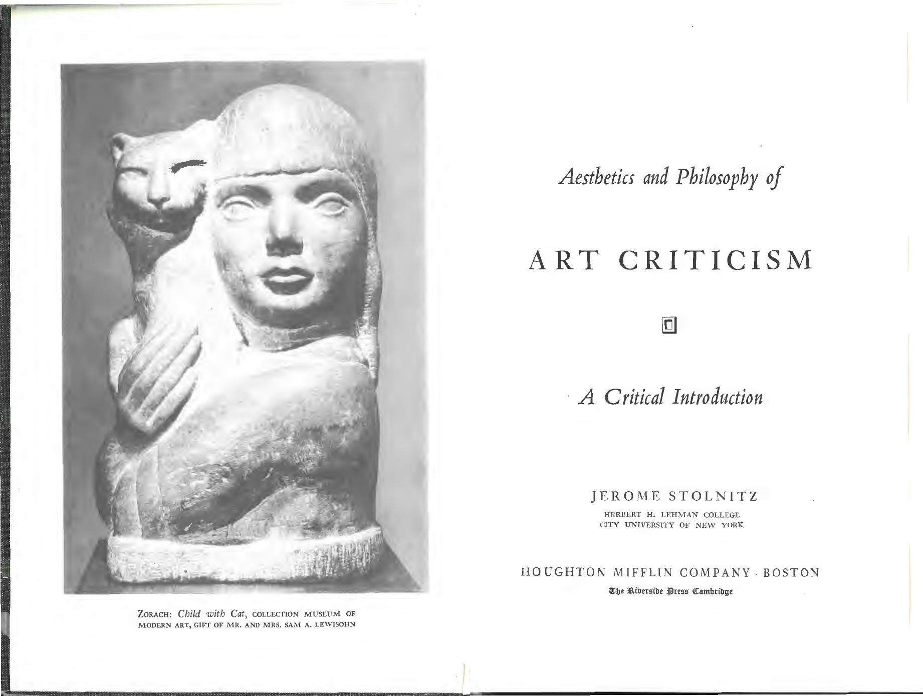 Aesthetics & Philosophy of Art Criticism: A Critical Introduction by Jerome Stolnitz